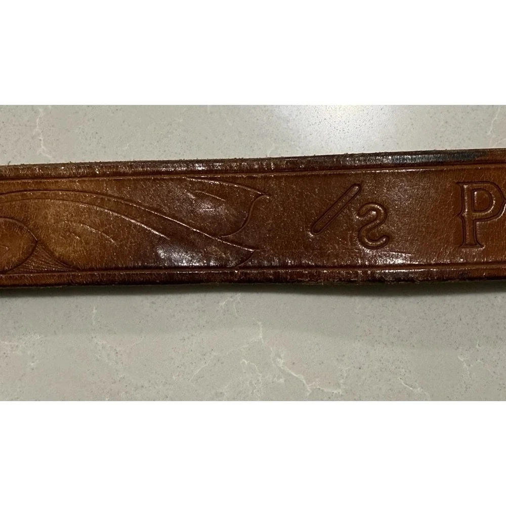 VTG Philmont Scout Ranch Leather Belt 32 Cimarron‎ NM Tooth of Time Brass Buckle